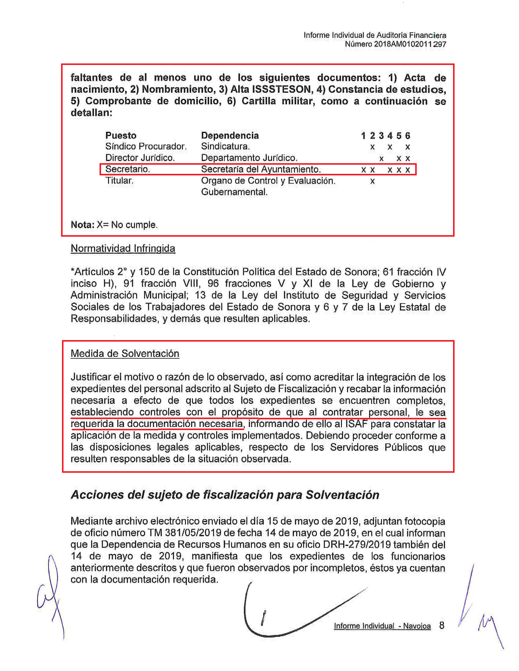 Observación del ISAF,  ¿Por qué no está completo el expediente del Secretario del Ayuntamiento de Navojoa? | Periodismo de Investigación